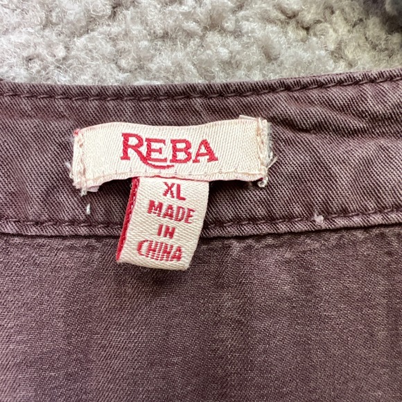 REBA Woman Embroidered Fall Flowers Peasant Brown Blouse 3/4 Sleeves XL - Picture 4 of 9